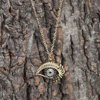 New Devil's Eye Diamond Blue Eyelash Pendant Copper Gold Plated Necklace main image 4