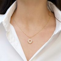 Micro-encrusted Zircon Small Circle Copper Gold-plated Beads Clavicle Chain main image 3