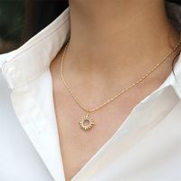 Micro-encrusted Zircon Small Circle Copper Gold-plated Beads Clavicle Chain main image 4