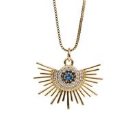 New Fan-shaped Devil's Eye Diamond Blue Eye Copper Gold-plated Box Necklace main image 1