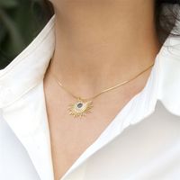 New Fan-shaped Devil's Eye Diamond Blue Eye Copper Gold-plated Box Necklace main image 4