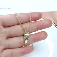 New Crocodile Head Electroplating Real Gold Copper Inlaid Zircon Pendant Necklace Female main image 3