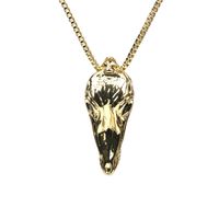 New Crocodile Head Electroplating Real Gold Copper Inlaid Zircon Pendant Necklace Female main image 5