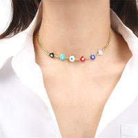 Devil's Eye Simple Dripping Oil Temperament Copper Gold-plated Cuban Necklace Female main image 2