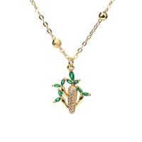 Copper Inlaid Micro Zircon Cactus Necklace Female Simple Beads Necklace main image 2