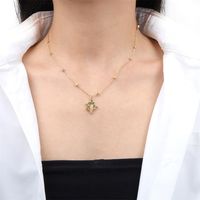Copper Inlaid Micro Zircon Cactus Necklace Female Simple Beads Necklace main image 3