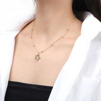 Copper Inlaid Micro Zircon Cactus Necklace Female Simple Beads Necklace main image 4