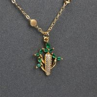 Copper Inlaid Micro Zircon Cactus Necklace Female Simple Beads Necklace main image 5