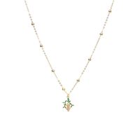 Copper Inlaid Micro Zircon Cactus Necklace Female Simple Beads Necklace main image 6