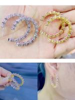 Mode Rosa Herzförmige Mikroverkrustete Diamanten Zirkon Kupfer Niedliche Einfache Ohrringe main image 3