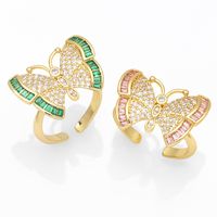 Fashion Exaggerated Full Zirconium Butterfly Copper Ring Female main image 1
