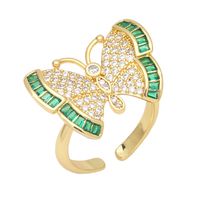 Fashion Exaggerated Full Zirconium Butterfly Copper Ring Female main image 3