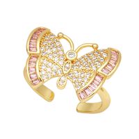 Fashion Exaggerated Full Zirconium Butterfly Copper Ring Female main image 4