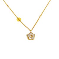 New Titanium Steel Plated 18k Gold Simple Lucky Flower Flower Clavicle Chain main image 6