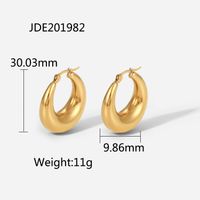 Fashion Simple Stainless Steel 14k Gold-plated Chubby Ladies C-shaped Earrings sku image 1
