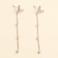 Simple Fashion Triangle Long Chain 925 Silver Inlaid Zircon Earrings main image 1