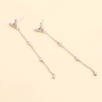 Simple Fashion Triangle Long Chain 925 Silver Inlaid Zircon Earrings main image 3