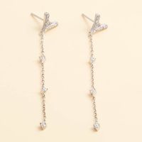 Simple Fashion Triangle Long Chain 925 Silver Inlaid Zircon Earrings sku image 1