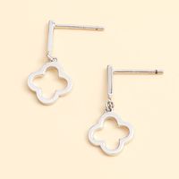 Simple Hollow Four Clover Pendent 925 Silver Earrings main image 1