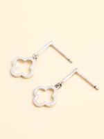 Simple Hollow Four Clover Pendent 925 Silver Earrings main image 3