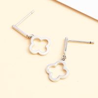 Simple Hollow Four Clover Pendent 925 Silver Earrings main image 5