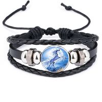 Cute Children's Cartoon Unicorn Pony Blue Hand-woven Rope Leather Bracelet sku image 17