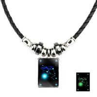 Luminous Men's Twelve Constellation Crystal Black Rope Black Gallstone Necklace sku image 2
