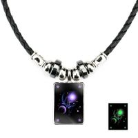 Luminous Men's Twelve Constellation Crystal Black Rope Black Gallstone Necklace sku image 7