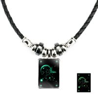 Luminous Men's Twelve Constellation Crystal Black Rope Black Gallstone Necklace sku image 9