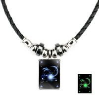 Luminous Men's Twelve Constellation Crystal Black Rope Black Gallstone Necklace sku image 10
