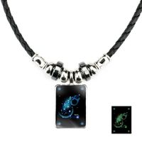 Luminous Men's Twelve Constellation Crystal Black Rope Black Gallstone Necklace sku image 11