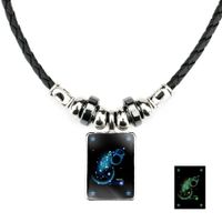 Collier De Pierres Biliaires Noires En Corde Noire Avec Douze Constellations Lumineuses Pour Hommes sku image 11