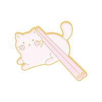 Creative Cartoon Kitten Ramen Bowls Chopsticks Shape Alloy Brooch sku image 1