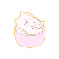 Creative Cartoon Kitten Ramen Bowls Chopsticks Shape Alloy Brooch sku image 2