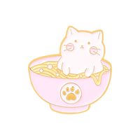 Creative Cartoon Kitten Ramen Bowls Chopsticks Shape Alloy Brooch sku image 3