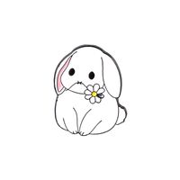 Creative Cartoon Cute Little White Rabbit Alloy Brooch sku image 3