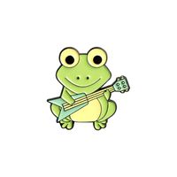Cartoon Cute Frog Lotus Leaf Strawberry Playing Guitar Alloy Brooch sku image 2