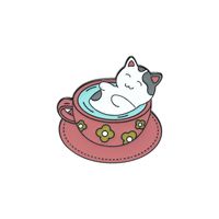 Creative Cartoon Cute Cat Coffee Cup Alloy Brooch sku image 2