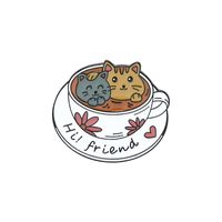Creative Cartoon Cute Cat Coffee Cup Alloy Brooch sku image 4