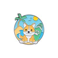 Cartoon Cute Animal Seaside Adventure Surfing Alloy Brooch sku image 1