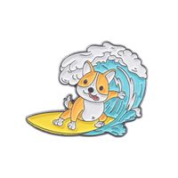 Cartoon Cute Animal Seaside Adventure Surfing Alloy Brooch sku image 2