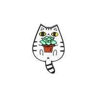 Cute Cartoon Creative Kitten Fish Alloy Brooch sku image 1