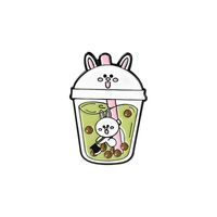 Cartoon Cute Cat Bear Bunny Milk Tea Alloy Brooch sku image 3