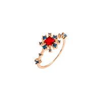 Weiblicher Ring Des Koreanischen Legierungsmikrosatzes Des Kristallzirkonblumenfarbdiamanten sku image 5
