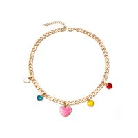 Fashion Heart Shaped Pendant Collarbone Necklace Color Alloy Bracelet Jewelry sku image 2