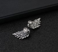 Retro Stereo Angel Wing Feather Diamond Alloy Stud Earrings sku image 1