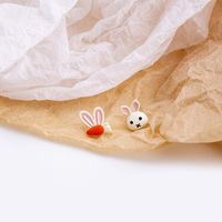 Cartoon Asymmetrical Rabbit Stud Cute Flower Letter Alloy Earrings sku image 3