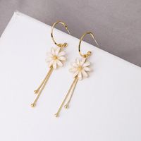 New Tassel Diamond-studded Butterfly Flower Pearl Fashion Long Thin Alloy Earrings sku image 4
