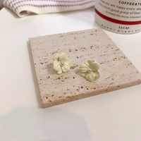 Macaron Color White New Spring And Summer Sun Flower Alloy Earrings sku image 1