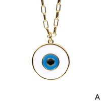 New Round Copper Gold Plated Devil's Eye Oil Drop Pendant Necklace sku image 1